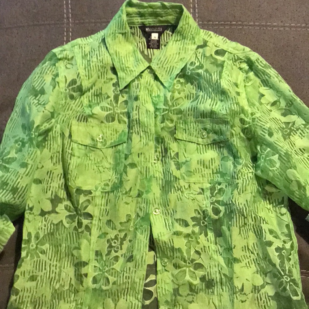 Light Green see through button down